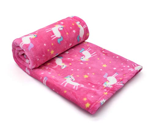 Pink Unicorn Fleece Blanket For Pram