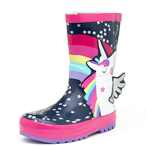 Multi-Coloured Unicorn Rainbow Stars Wellington Boots | For Kids 