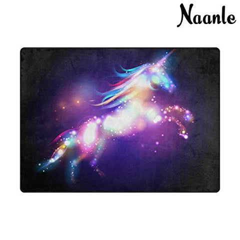 Naanle Abstract Unicorn Area Rug 5'x7', Magic Unicorn with Stars Polyester Area Rug Mat for Living Dining Dorm Room Bedroom Home Decorative