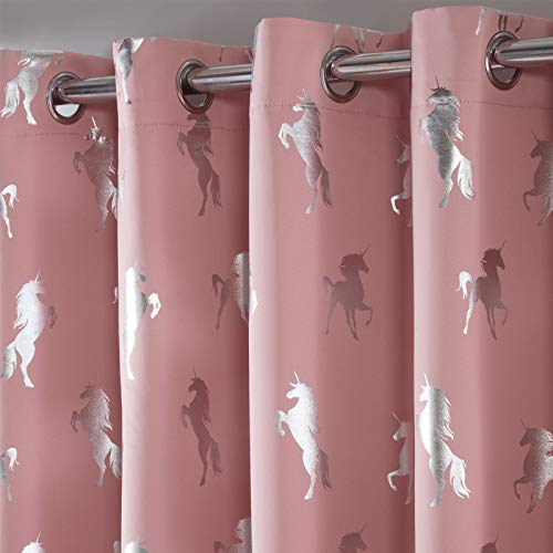 Blackout Curtains Unicorn | Pink & Silver 