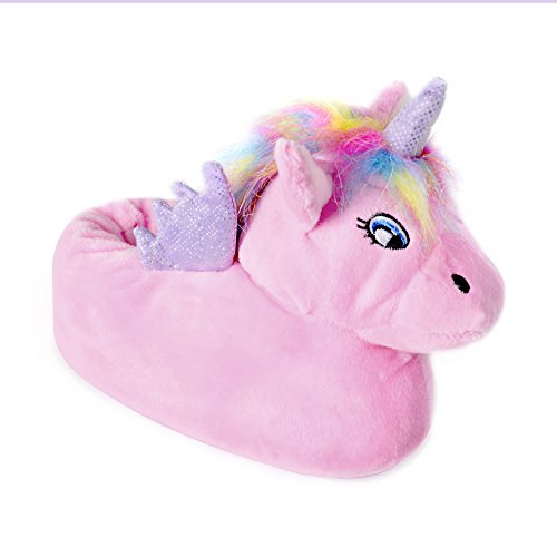 Girls Unicorn Novelty Slippers | Non-Slip | (L 13-1 (32/33 EU), Pink)