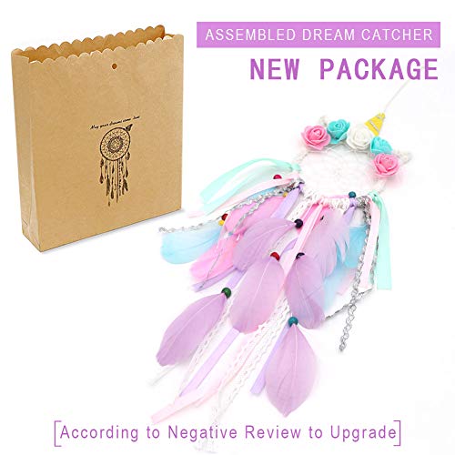 Unicorn Dream Catcher Handmade Dreamcatcher with Paper Gift Bag for Wall Hanging