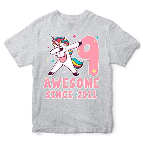 Personalised Year & Age Girls Unicorn Birthday T-Shirt 