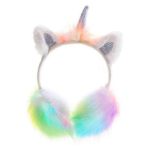 Cute Fluffy Unicorn Earmuffs | With Unicorn Horn | Glitter Ears