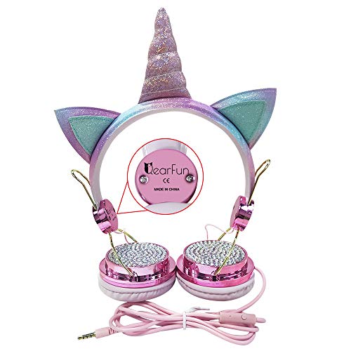 Kids Sparkly Unicorn Headphones | Adjustable Headsets | For Girls - Children