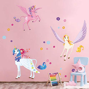 Glow in The Dark Stars, Glowing Unicorn Sets with Castle Moon and Rainbow  Wall Decals for Kids Bedding Room, Great for Birthday Gift Wall Mural