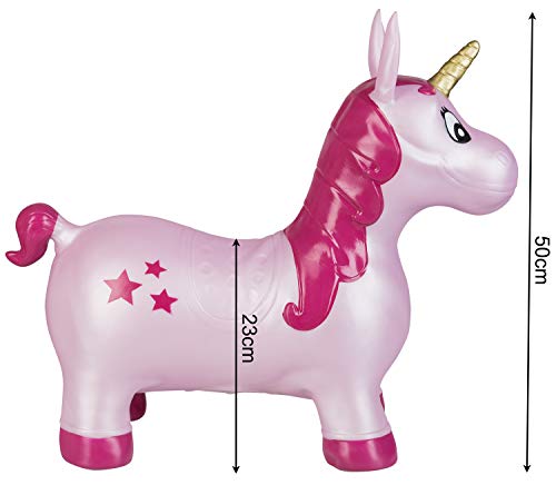 Unicorn Pink with Stars Ride on Bouncer Includes Air Pump - Children's