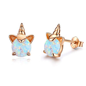 Rose Gold & Opal Unicorn Earrings | Gifts For Women, Girls | Valentines Gif