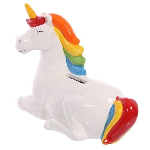 unicorn money box rainbow colours