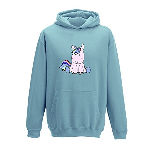 Unicorn Girls Hoody, Hooded Jumper (Baby Blue, 4-11 years)