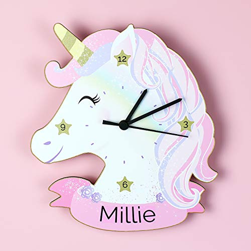 Unicorn Shaped Wall Clock | Personalised With Child's Name 
