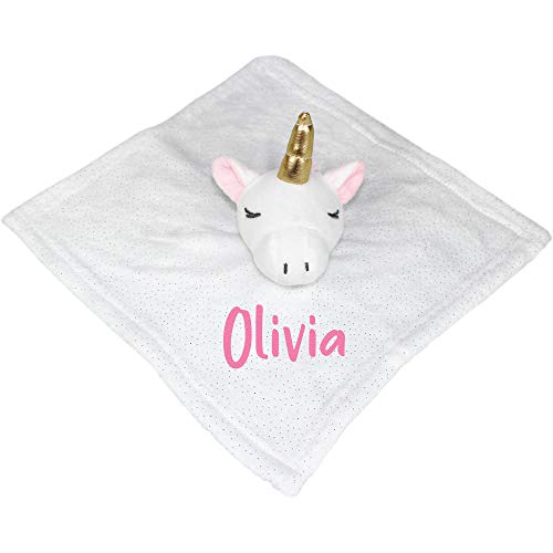 Personalised Unicorn Comforter Blanket (Bright Pink Embroidery) Gift Idea