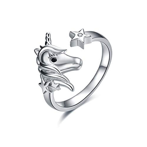 Sterling Silver Unicorn & Star Ring | For Women Girls | Gifts 
