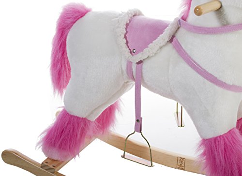pink and white unicorn rocking horse