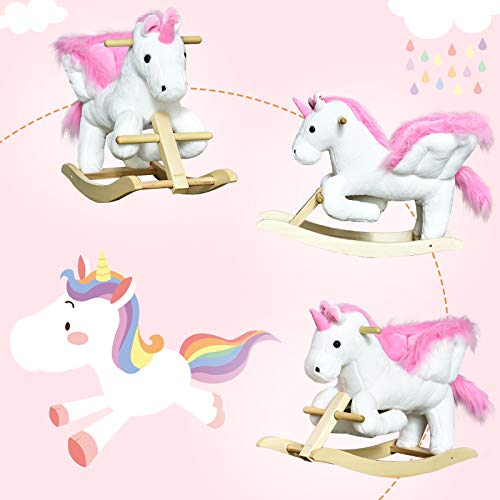 Unicorn Rocker For Kids | Pink & White Plush 
