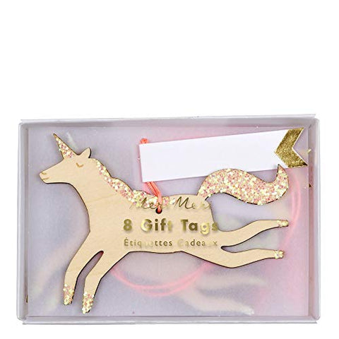 Meri Meri, Wooden Glitter Unicorn Gift Tags | Xmas, Birthday, Party 