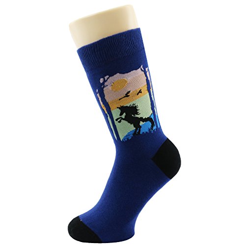 Novelty Socks Cotton Crew Unicorn Owl Cat Farm Princess Mermaid Socks – Cartoon Animal Funny Socks - Funky My Story Socks - 5 Pack Christmas Socks Gift Box Size 4-8 (4-8, Enchanted Unicorn Stories)