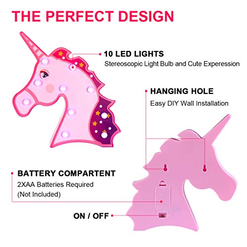 Led Unicorn Light Night Lights Remote Control Marquee Sign Lamps Battery Operated Bulbs Wall Decoration Gift