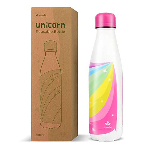 VERDE Stainless Steel Insulated & Reusable Water Bottle | Unicorn Colours | 500ml