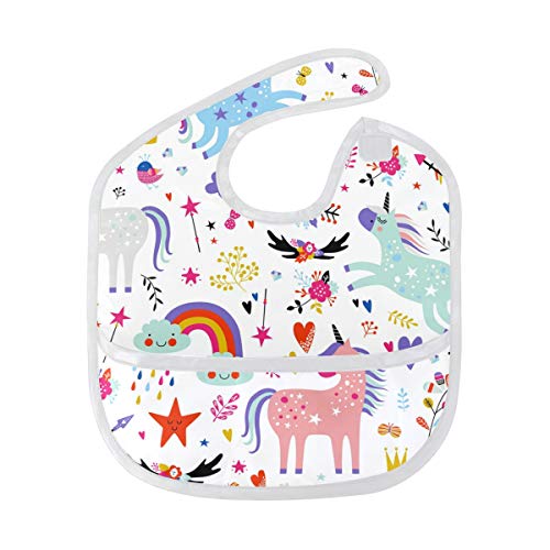 Multi Coloured Unicorn Food Catcher Bib 