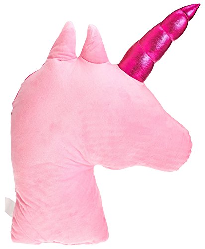 Eliza's® Pink Unicorn Horse Emoji Head Shaped Emoticon Soft Plush Pillow Filled Padded Stuffed Cushion Bedding