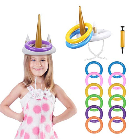 Inflatable Unicorn Ring Toss Game With 12pcs | Unicorn Game For Adults & Kids 