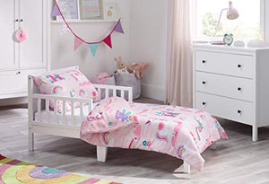 Magic Unicorn, Fairy Princess & Enchanted Castle - Kids Bedding Set - Pink - Junior/Toddler/Cot Bed Duvet Cover and Pillowcase