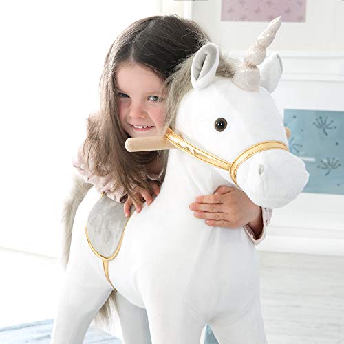 Unicorn Gift | Unicorn Rocking Horse | White, Grey & Gold 