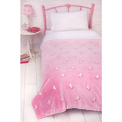 Pink Unicorn Girls Bed Throw 