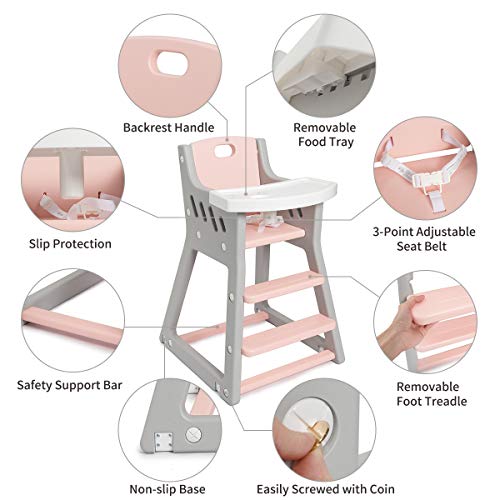 Grey and Pink Baby Highchair 6-36 Months (max. 15 kg)