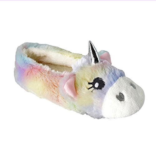 Ladies Novelty Unicorn Plush Lined Ballet Ballerina Slipper 