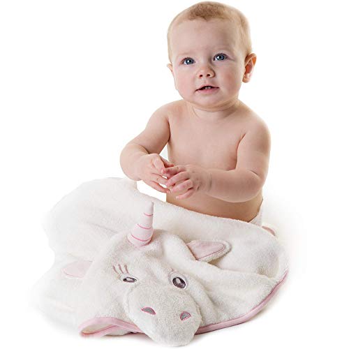 Unicorn Hooded Baby Towel, Natural Cotton, Baby Shower Gift Idea