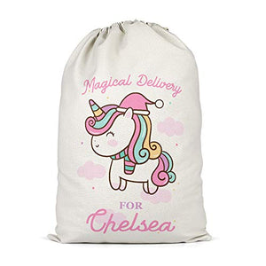 Personalised Girls Christmas Unicorn Present Sack | For Gifts & Toys