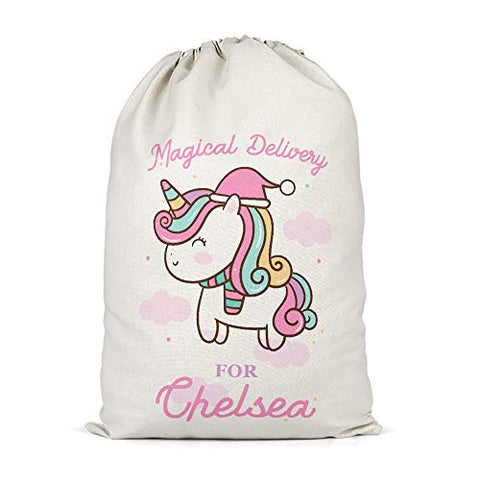 Personalised Girls Christmas Unicorn Present Sack | For Gifts & Toys