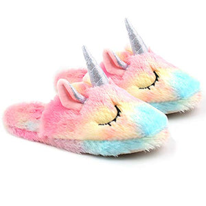 Unicorn Slippers For Women | Rainbow Soft Plush Slip-On's | UK 3 -10 