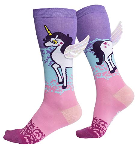 Girls Knee High Unicorn Socks with Wings UK Sizes 3-6 | Unicorn Wings