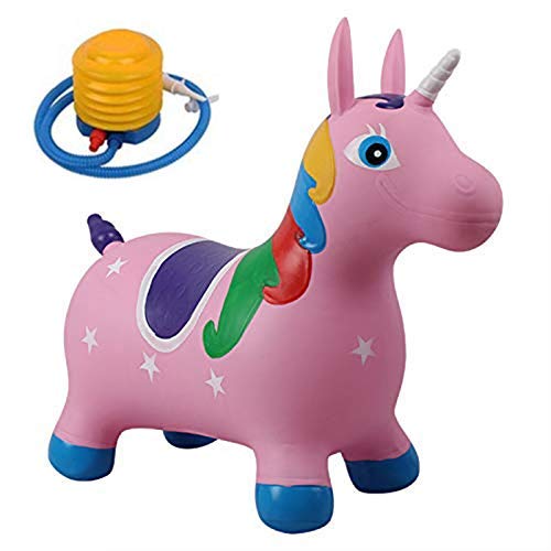 Pink unicorn sit on ride on animal for kids 