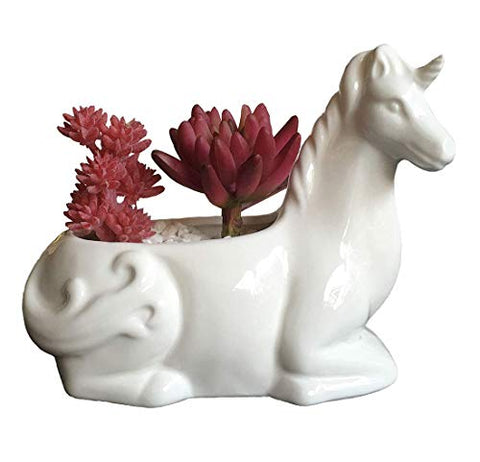 Unicorn plant pot for home office desk ceramic
