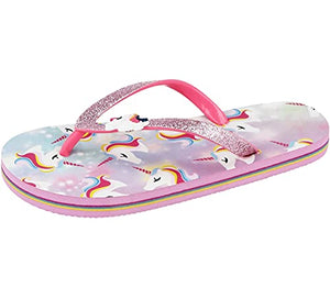 Girls Unicorn Foam Flip Flops | Pink