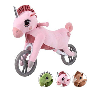 Unicorn Dino Plush Balance Bike Pink