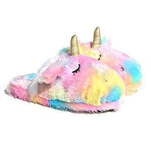 Unicorn Animal Slippers | Indoor Women Slippers | Cozy Plush Home Shoes | Cute Fluffy Girls Slippers (7-8 UK, Pink)