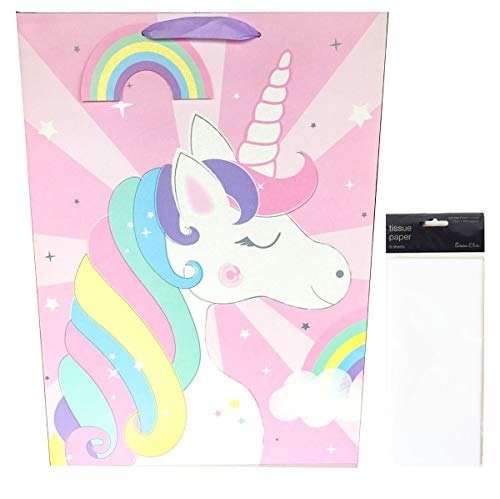 Unicorn Pink Gift Bag With Tissue Paper 