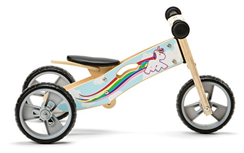 Unicorn Balance Bike Tricycle Blue Rainbow Design 