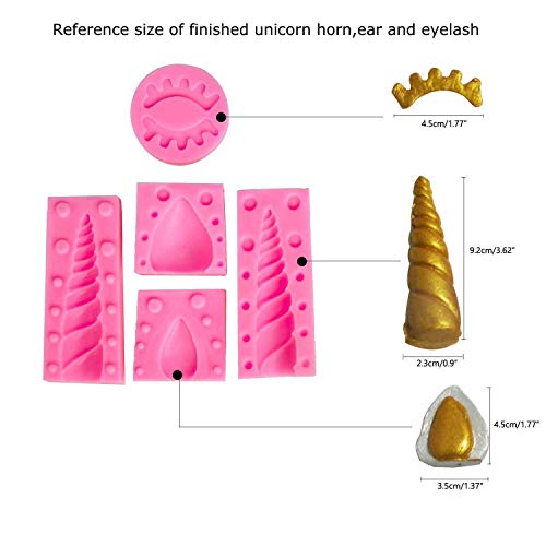 Unicorn Silicone Cake Mould | Horn, Ears & Eyes | Set Fondant Chocolates Cake Toppers (5 Sets)