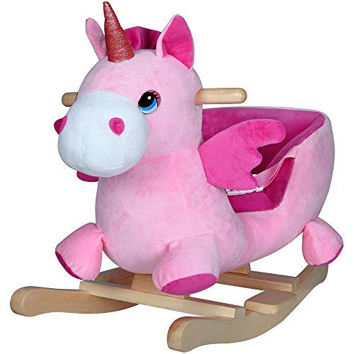 Unicorn Rocking Animal Plush | For Kids Children Babies | Toy With Animal Sounds | Pink | Deuba