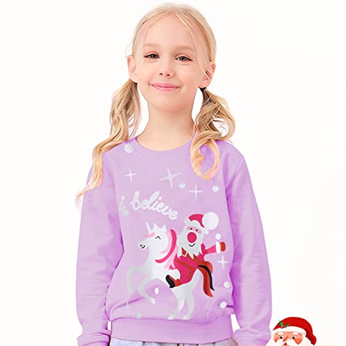 Unicorn & Santa Girls Sweatshirt | Pink 