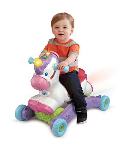 VTech Rock and Ride Unicorn Baby Ride On Toy, Interactive Baby Musical Toy with Learning and Sound Features, First Steps Walking Support for Babies & Toddlers from 18 Months