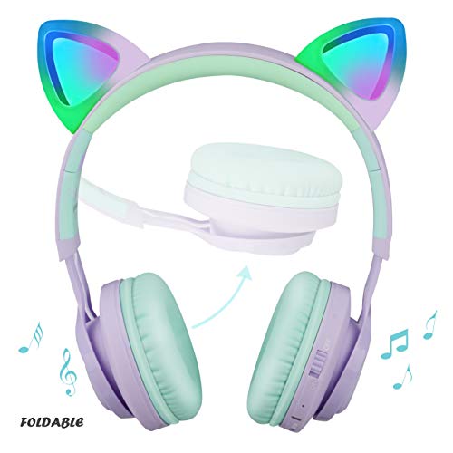 Cute Girls Unicorn LED Ears Headphones 