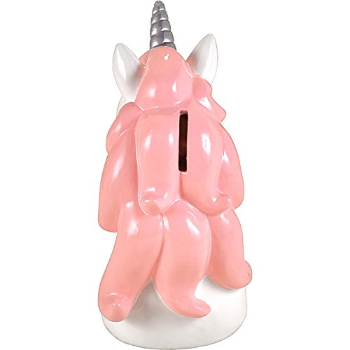 Children's Unicorn Money Box Piggy Bank - Pink and White MANE