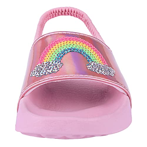 Sequined Rainbows Girls Sliders | Pink